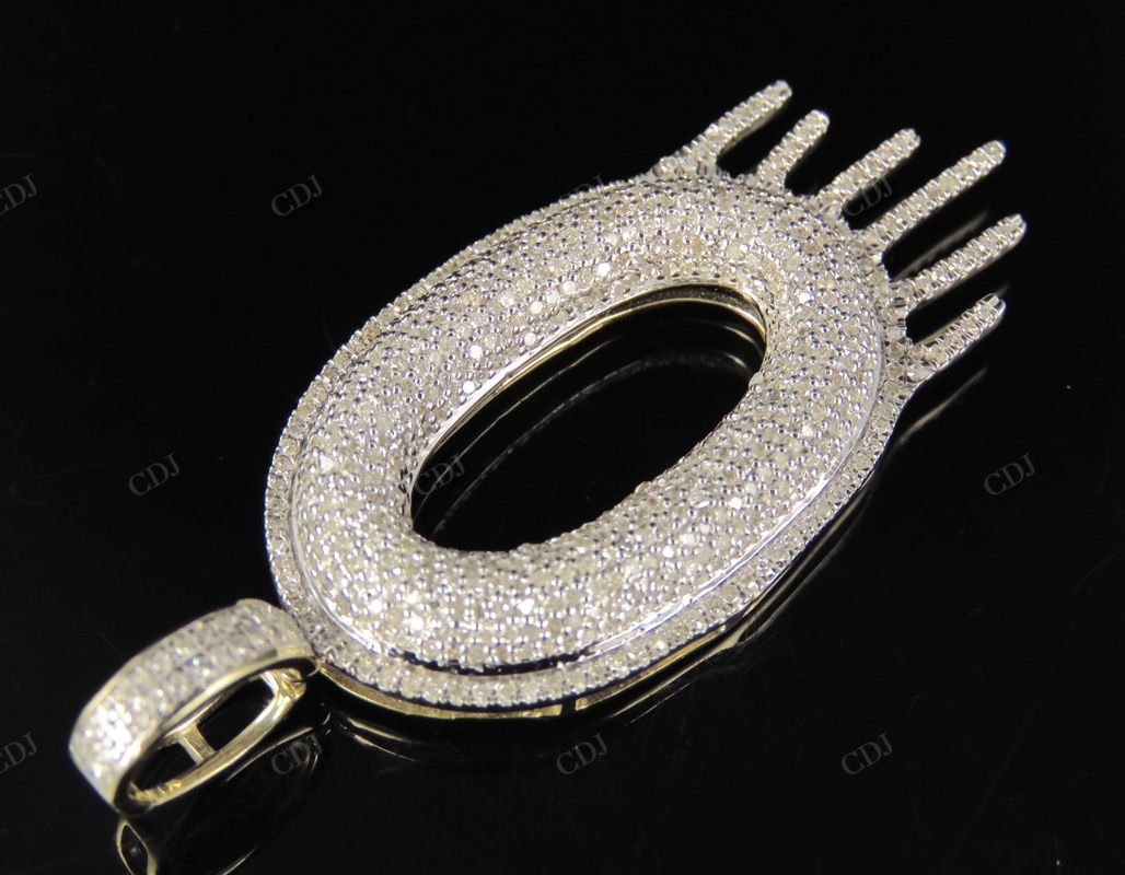 2" 1.4 CTW 10K Gold Real Diamond Letter 'O' Initial Drip Pendant CustomDiamJewel