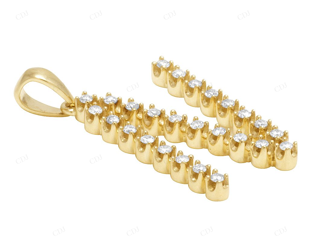 1.1" 0.33 CTW 10K Gold Natural Diamond Initial "N" Pendant CustomDiamJewel