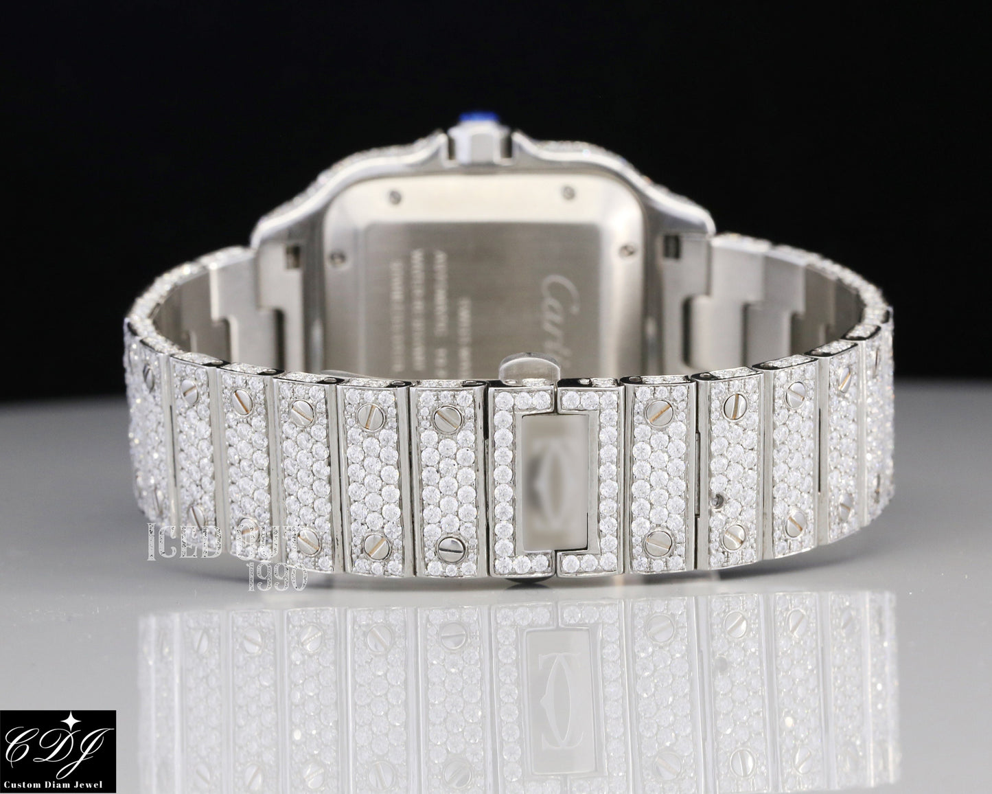 Stainless Steel Hip Hop Moissanite Diamond Bust Down Watch For Men customdiamjewel