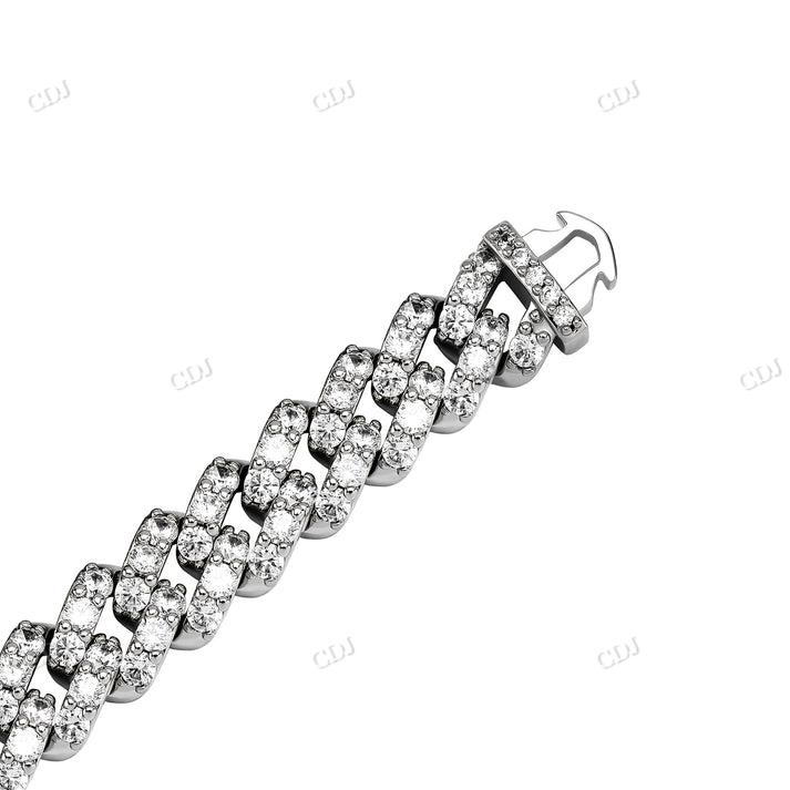 Iced Out 8MM Moissanite White Gold Cuban Chain hip hop jewelry CustomDiamJewel