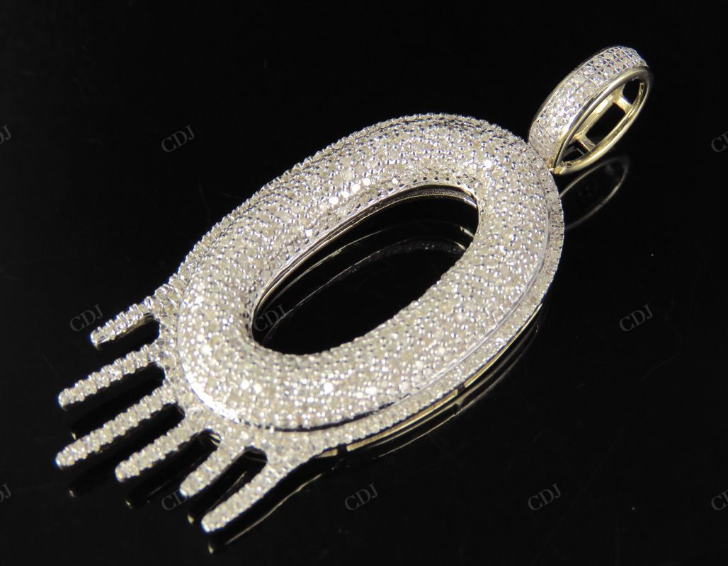 2" 1.4 CTW 10K Gold Real Diamond Letter 'O' Initial Drip Pendant CustomDiamJewel