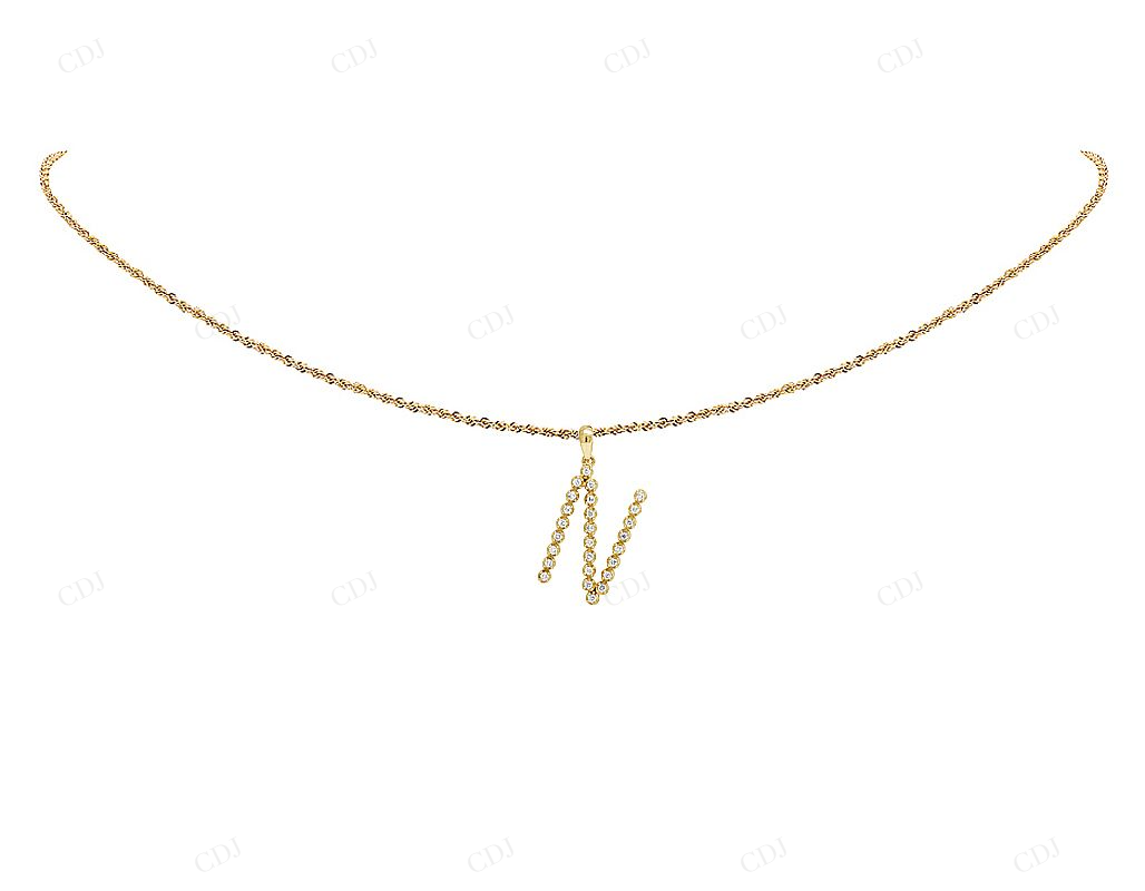 1.1" 0.33 CTW 10K Gold Natural Diamond Initial "N" Pendant CustomDiamJewel