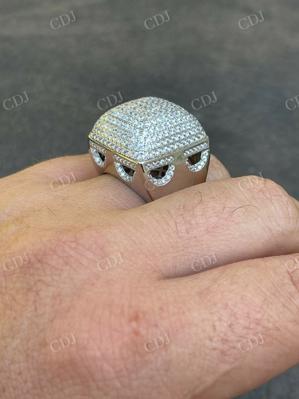 Solid Gold Hip Hop Big Iced Diamond Ring  customdiamjewel   