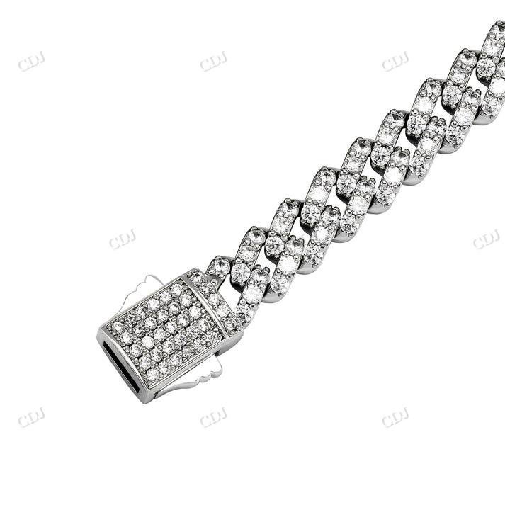 Iced Out 8MM Moissanite White Gold Cuban Chain hip hop jewelry CustomDiamJewel