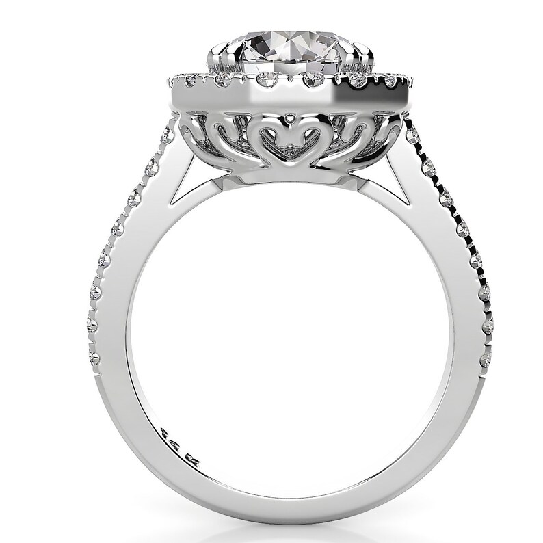 Round Cut Halo Eternity Engagement Ring  customdiamjewel   