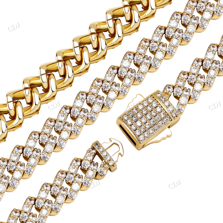 Iced Out 8MM Moissanite White Gold Cuban Chain hip hop jewelry CustomDiamJewel