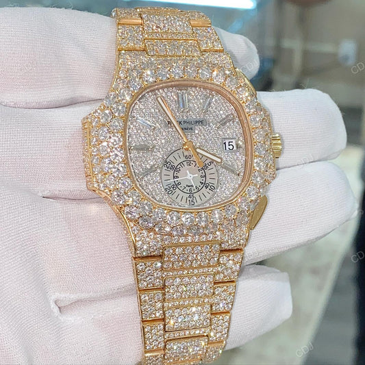 Full Yellow Philipp Moissanite Iced Out Hip Hop Men Wrist Watch hip hop jewelry customdiamjewel