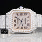 41mm Fully Iced Out Two Tone Cartier Moissanite Diamond Watch customdiamjewel