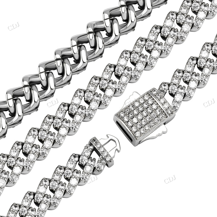 Iced Out 8MM Moissanite White Gold Cuban Chain hip hop jewelry CustomDiamJewel
