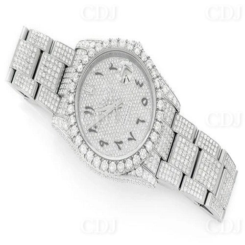 Rolex Oyster Moissanite Diamond Arabic Watch customdiamjewel