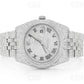 Full White Iced Out Roman Numerical Rolex Jubilee Belt Watch customdiamjewel