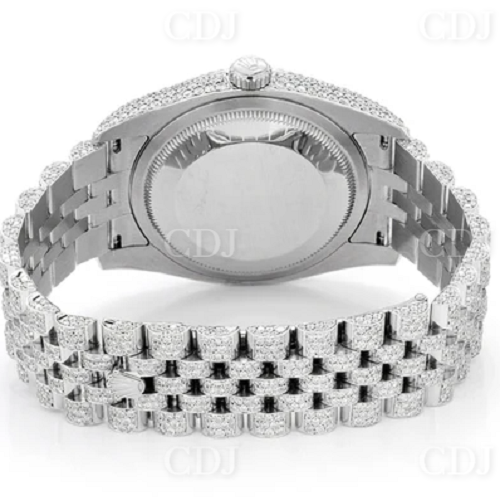 Full White Iced Out Roman Numerical Rolex Jubilee Belt Watch customdiamjewel