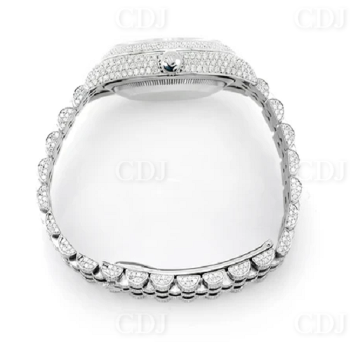 Full White Iced Out Roman Numerical Rolex Jubilee Belt Watch customdiamjewel