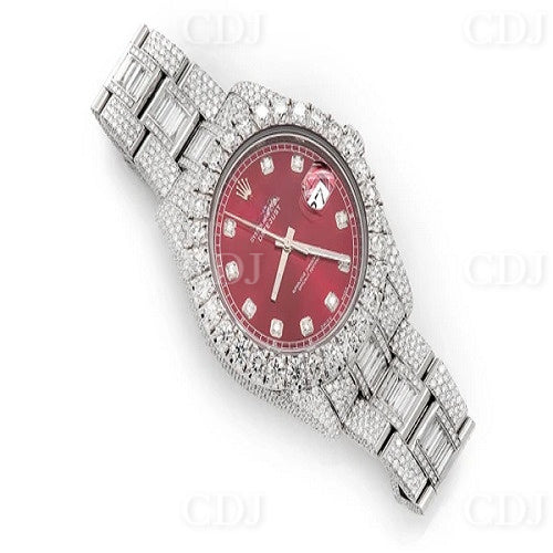 Hip Hop Iced Out Moissanite Diamond Red Dial Men's Wrist Watch customdiamjewel