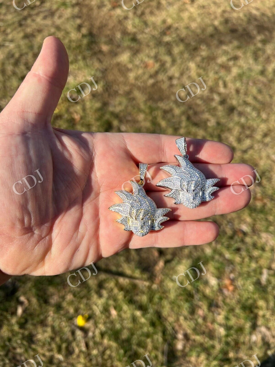 Moissanite Iced Goku Saiyan Dragon Ball Z Pendant  customdiamjewel   