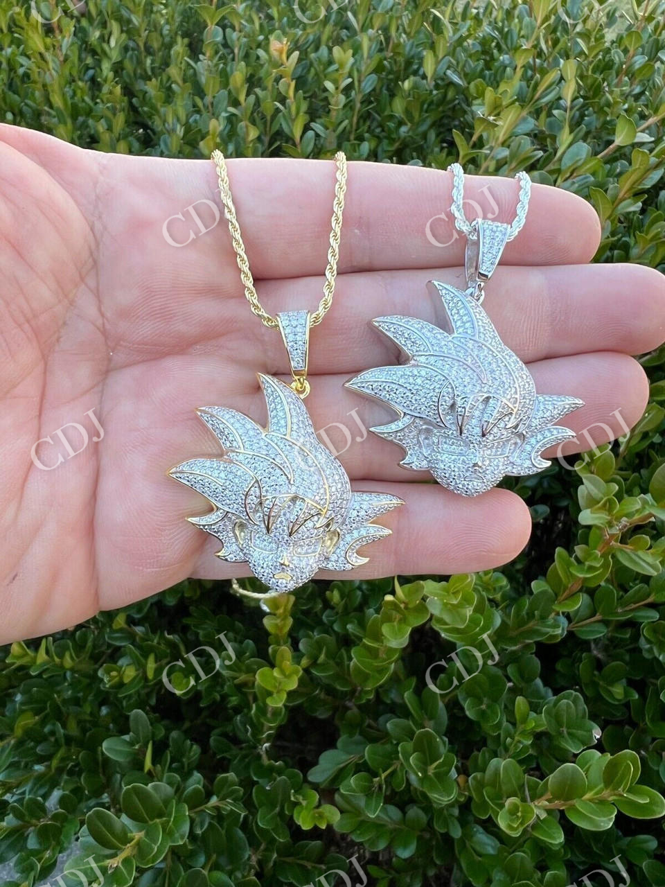 Moissanite Iced Goku Saiyan Dragon Ball Z Pendant  customdiamjewel   
