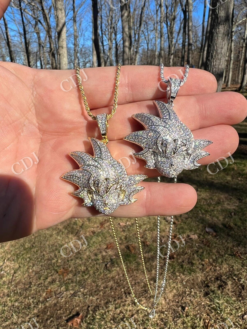 Moissanite Iced Goku Saiyan Dragon Ball Z Pendant  customdiamjewel   