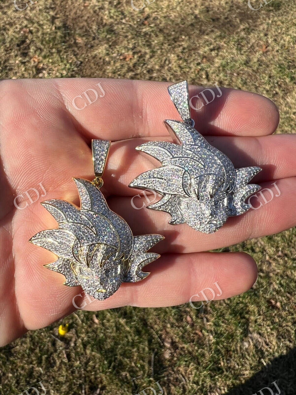Moissanite Iced Goku Saiyan Dragon Ball Z Pendant  customdiamjewel   