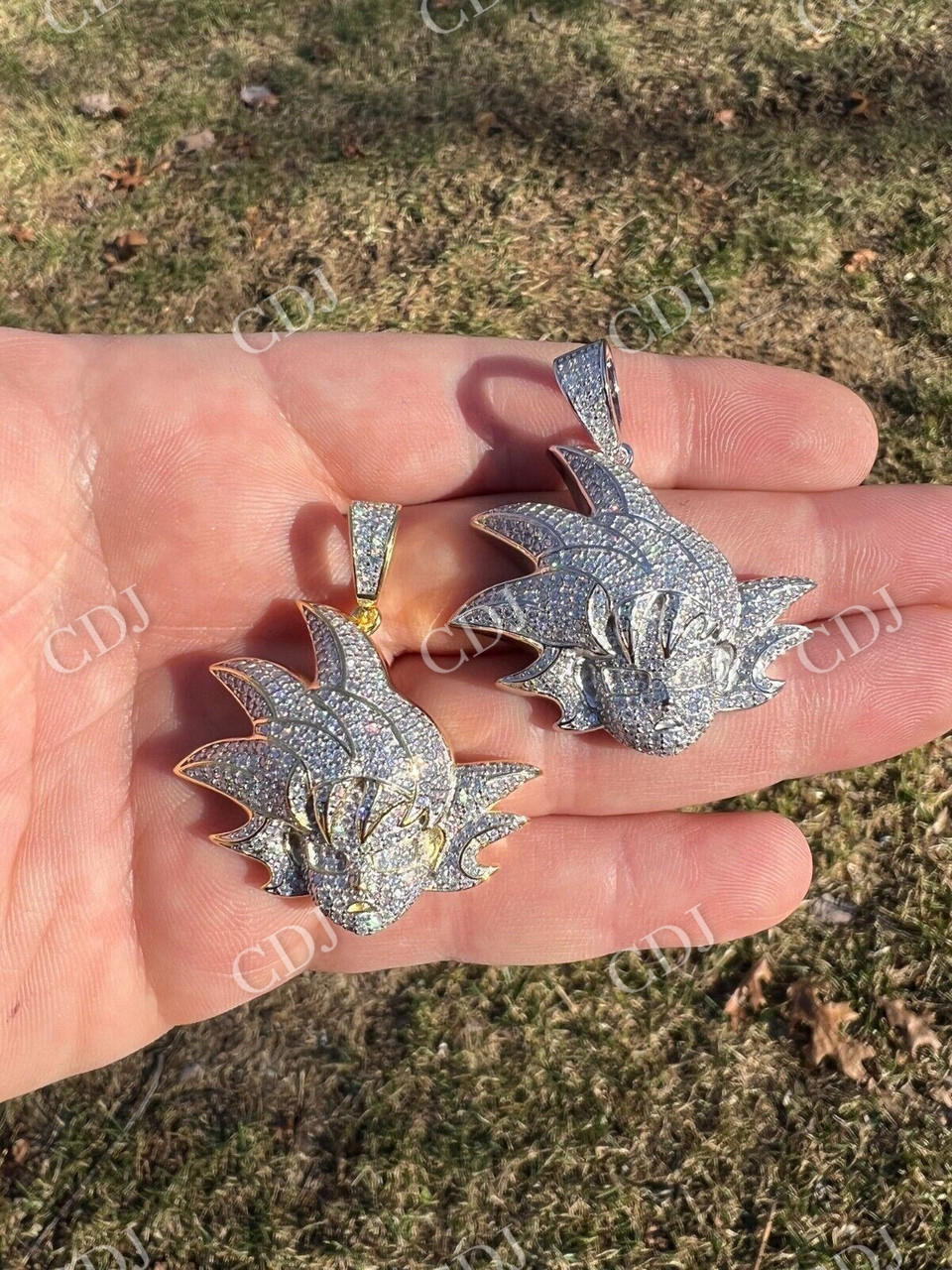 Moissanite Iced Goku Saiyan Dragon Ball Z Pendant  customdiamjewel   