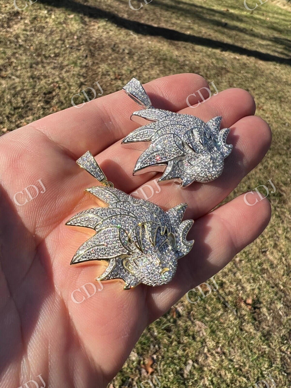 Moissanite Iced Goku Saiyan Dragon Ball Z Pendant  customdiamjewel   