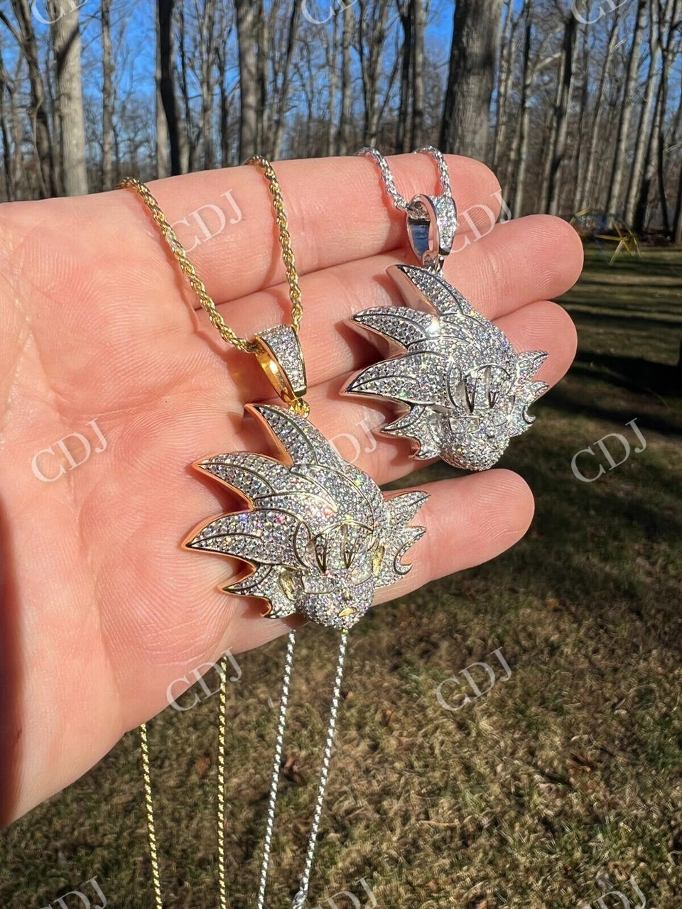 Moissanite Iced Goku Saiyan Dragon Ball Z Pendant  customdiamjewel   