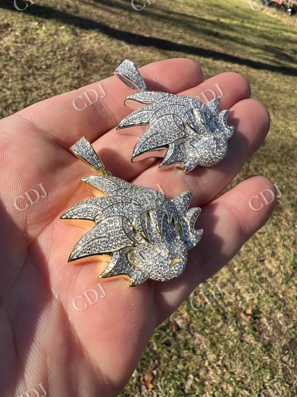 Moissanite Iced Goku Saiyan Dragon Ball Z Pendant  customdiamjewel   