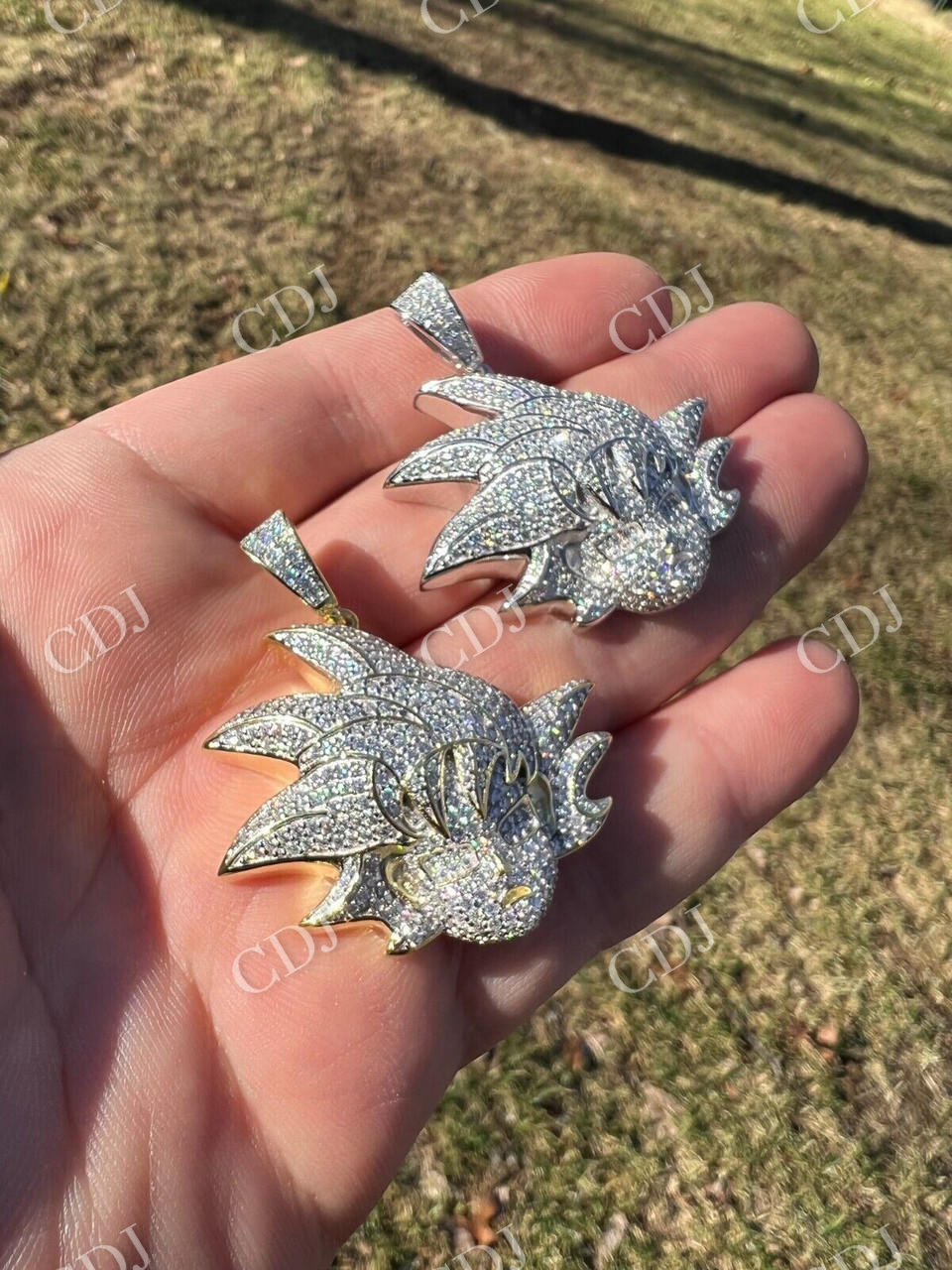 Moissanite Iced Goku Saiyan Dragon Ball Z Pendant  customdiamjewel   