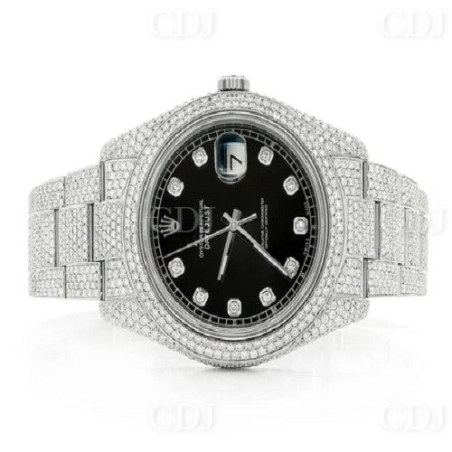 Moissanite Diamond Black Dial Automatic Watch customdiamjewel