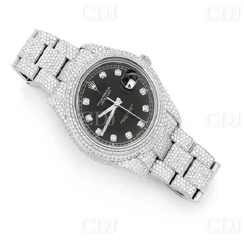 Moissanite Diamond Black Dial Automatic Watch customdiamjewel
