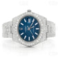Luxury 41MM Blue Face Buss Down Baguette Diamond on Belt Watch customdiamjewel