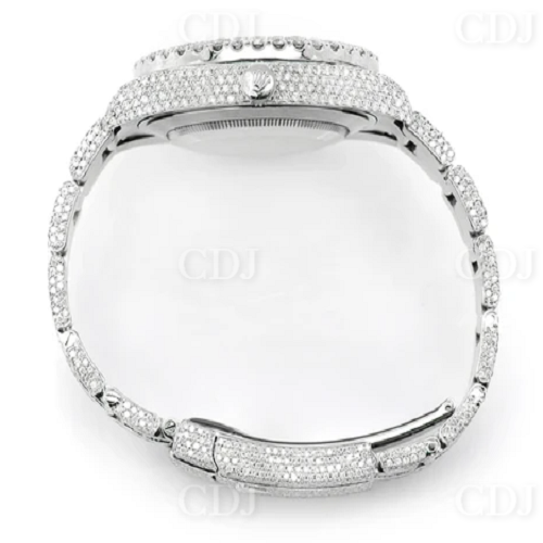 Luxury 41MM Blue Face Buss Down Baguette Diamond on Belt Watch customdiamjewel