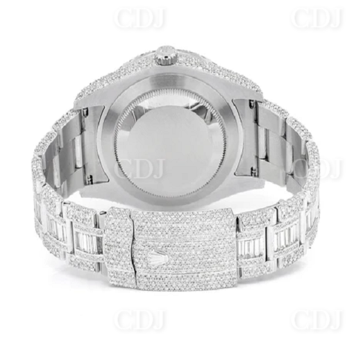 Luxury 41MM Blue Face Buss Down Baguette Diamond on Belt Watch customdiamjewel