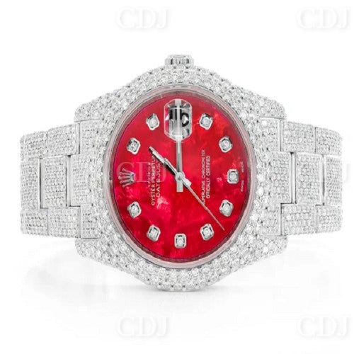 Rolex Red Dial Hip Hop Rolex Moissanite Watch customdiamjewel