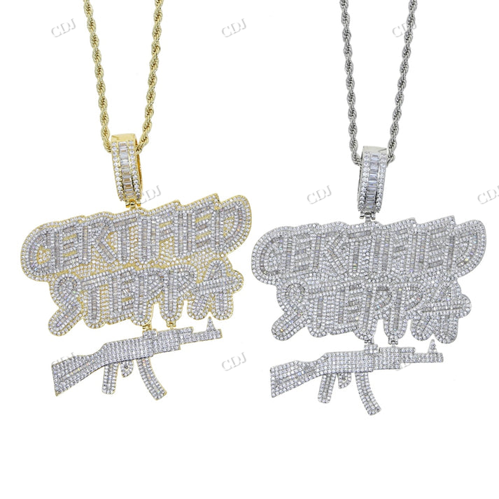 Baguette Cut Two Tone CERTIFIED STEPPA Pendant hip hop jewelry CustomDiamJewel