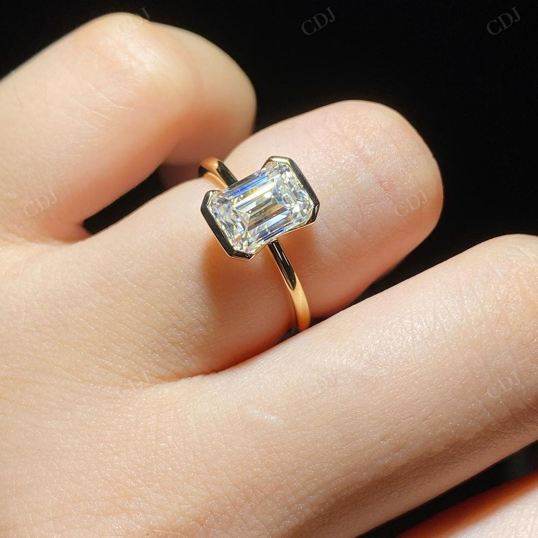Unique Half Bezel Set Lab Grown Diamond Ring