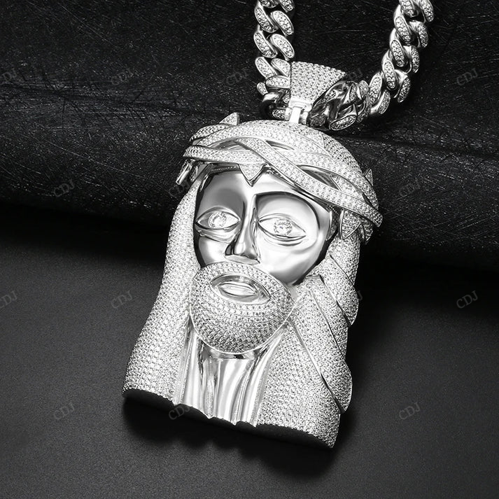Custom Moissanite Oversized Jesus Pendant hip hop jewelry CustomDiamJewel