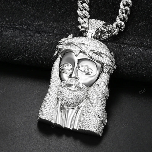 Custom Moissanite Oversized Jesus Pendant hip hop jewelry CustomDiamJewel