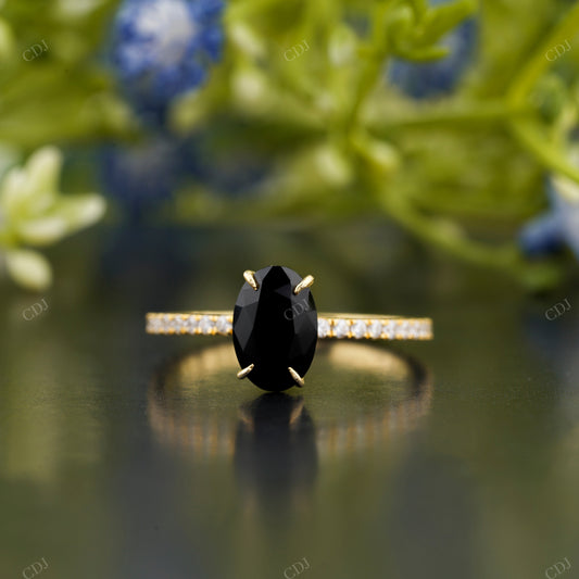 Black Oval Cut Solitaire Pave Ring customdiamjewel