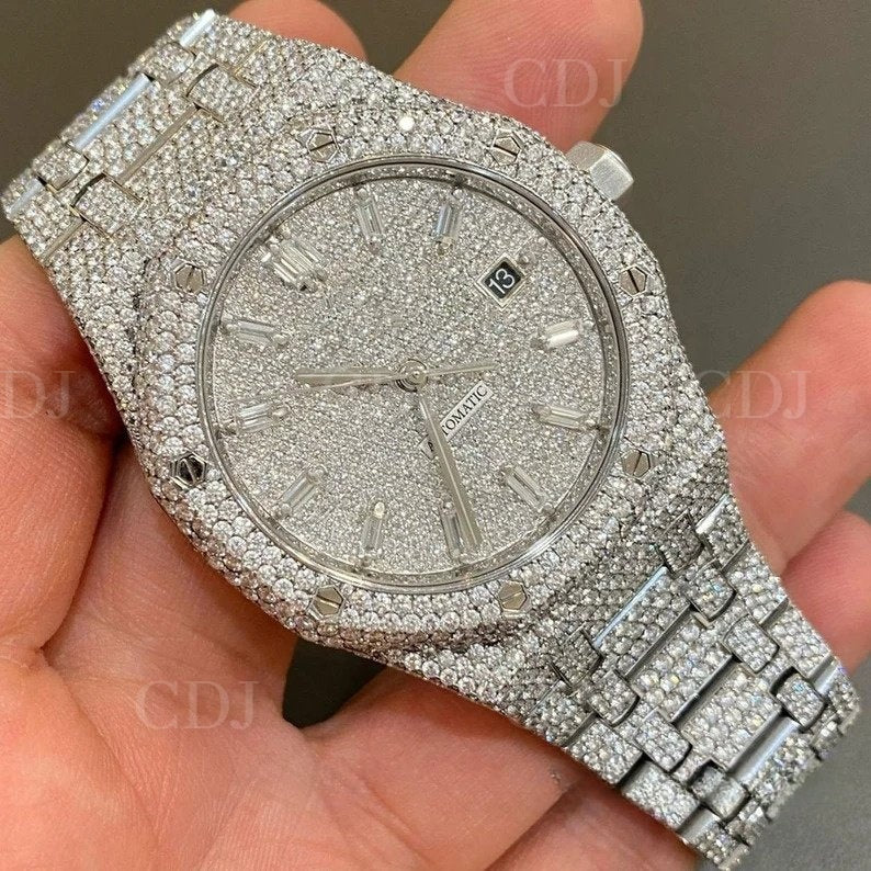 AP Lab Grown Diamond Hip Hop Iced Out Stainless Steel Watch customdiamjewel