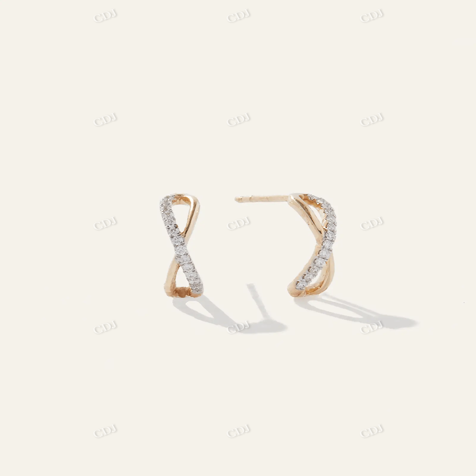 Yellow Gold Moissanite Diamond Infinite Earrings customdiamjewel