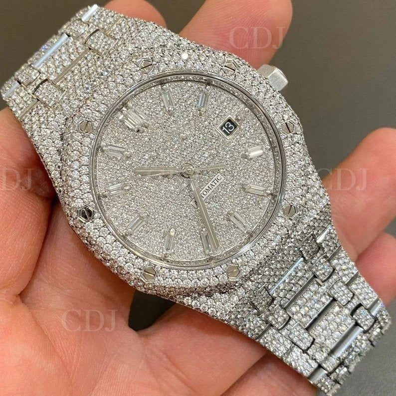 AP Lab Grown Diamond Hip Hop Iced Out Stainless Steel Watch customdiamjewel