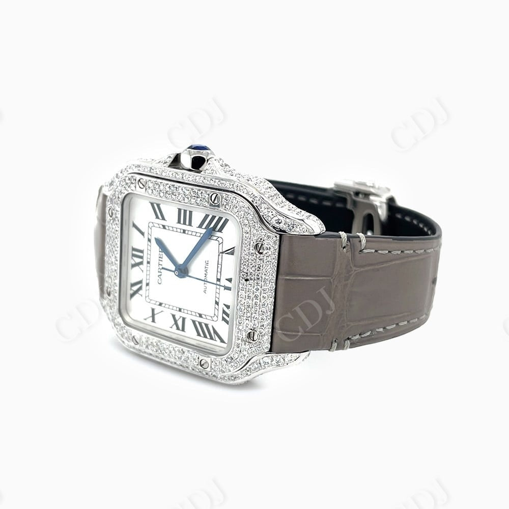 Leather Belt Custom Diamond Studded Cartier Watch Wholesaler customdiamjewel