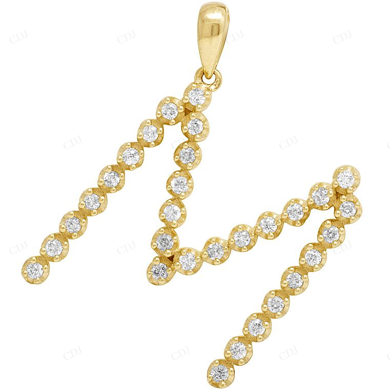1.1" 0.37 CTW 10K Gold Natural Diamond Initial "M" Letter Pendant CustomDiamJewel