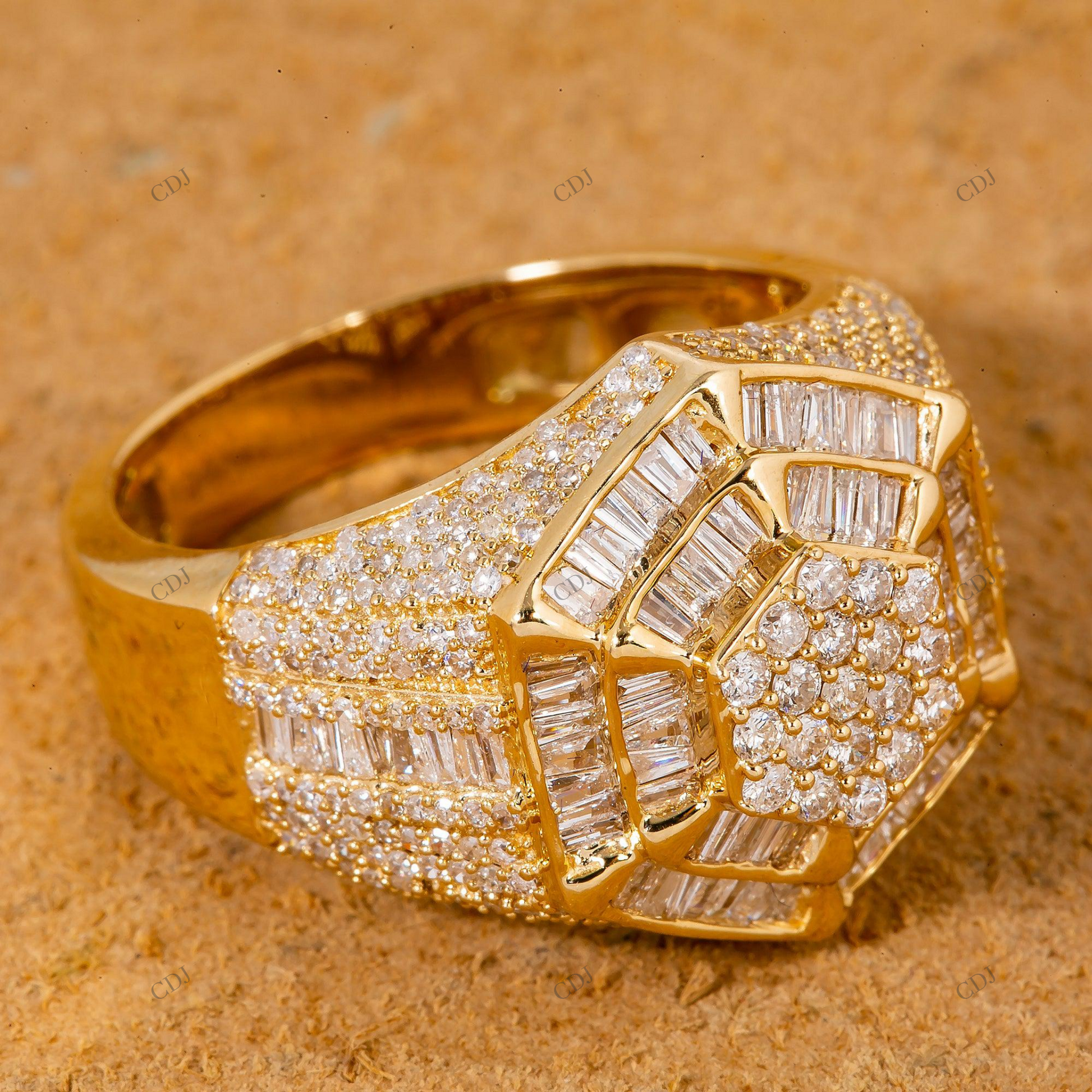 Hexagon Cluster Moissanite Iced Out Silver Ring hip hop jewelry customdiamjewel