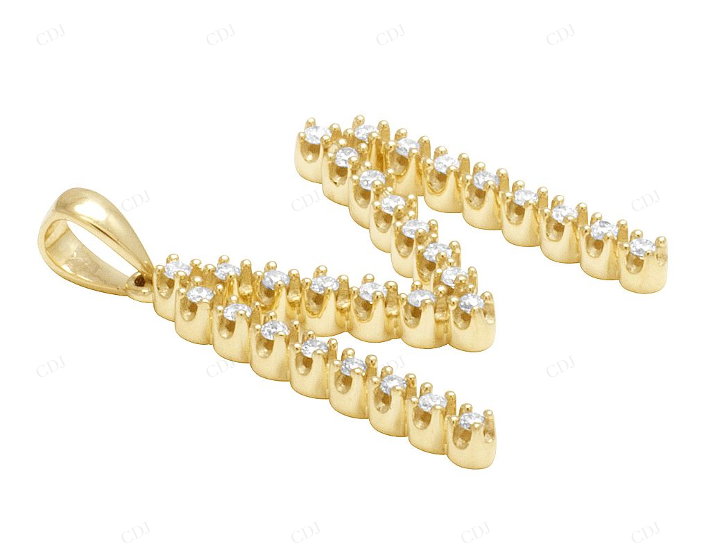 1.1" 0.37 CTW 10K Gold Natural Diamond Initial "M" Letter Pendant CustomDiamJewel