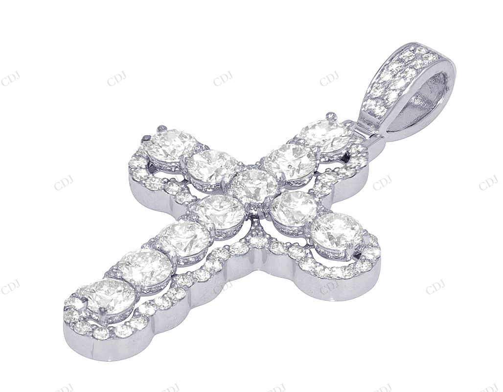 14K Gold Lab Grown Diamond 1.7 Inch Cross Pendant Hip Hop Pendent CustomDiamJewel