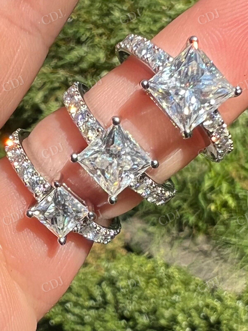 Princess Cut Moissanite Engagement Ring  customdiamjewel   