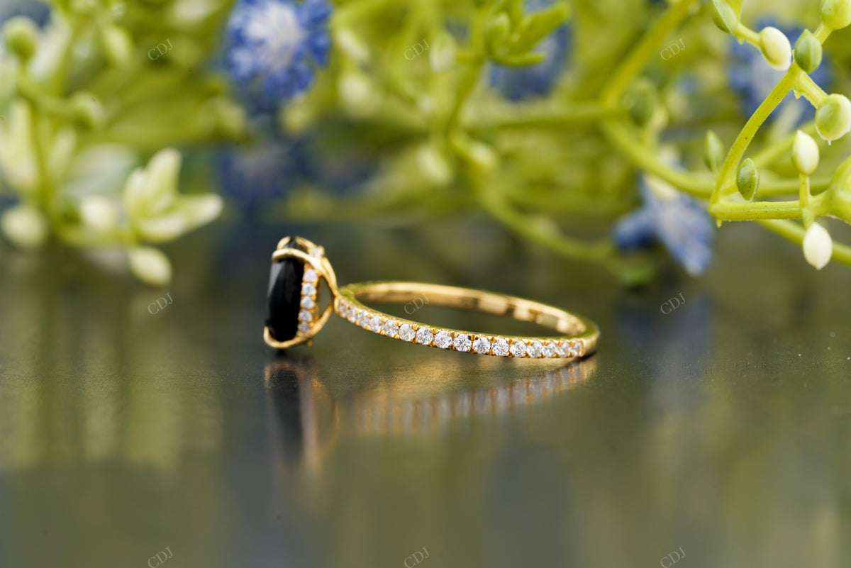 Black Oval Cut Moissanite Pave Ring customdiamjewel