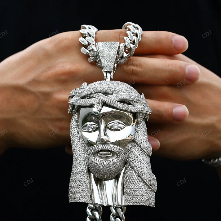 Custom Moissanite Oversized Jesus Pendant hip hop jewelry CustomDiamJewel