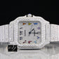 Full Iced Out Cartier Santos Custom Moissanite Watch customdiamjewel